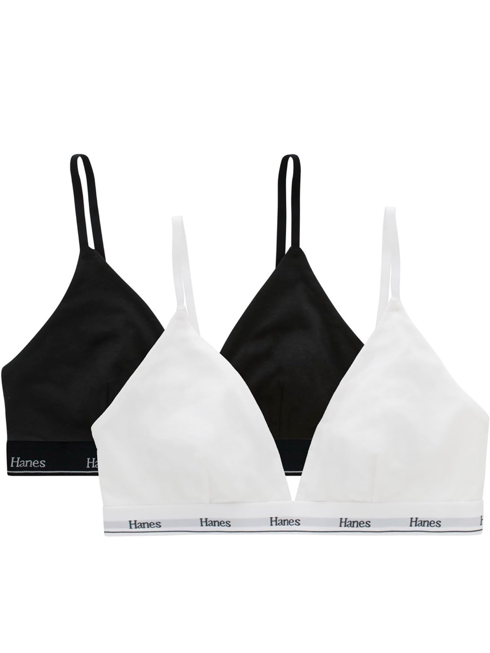 Hanes Women's Black and White Cotton Blend Bandeau Bralette 3-Pack